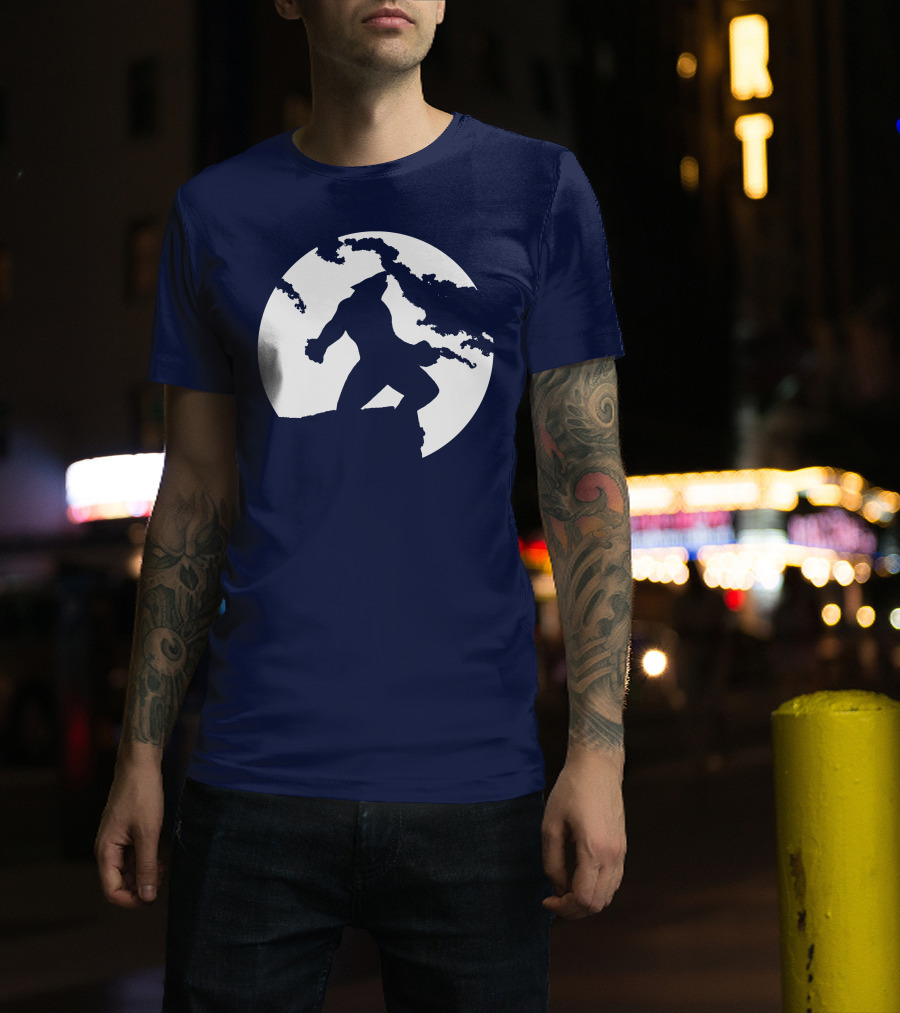 Wolf Standing Boldly Against The Moon Edge T-Shirt
