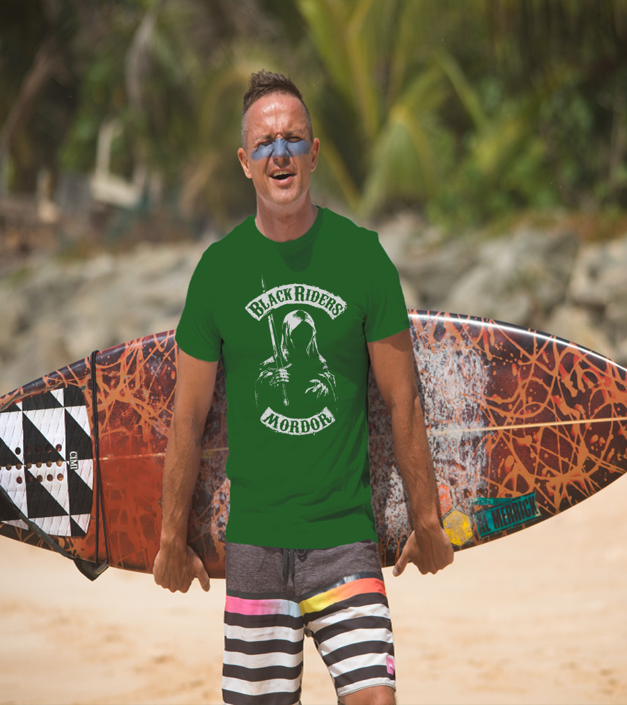 Black Riders Mordor Nazgûl Wraiths Sword Green Background T-Shirt
