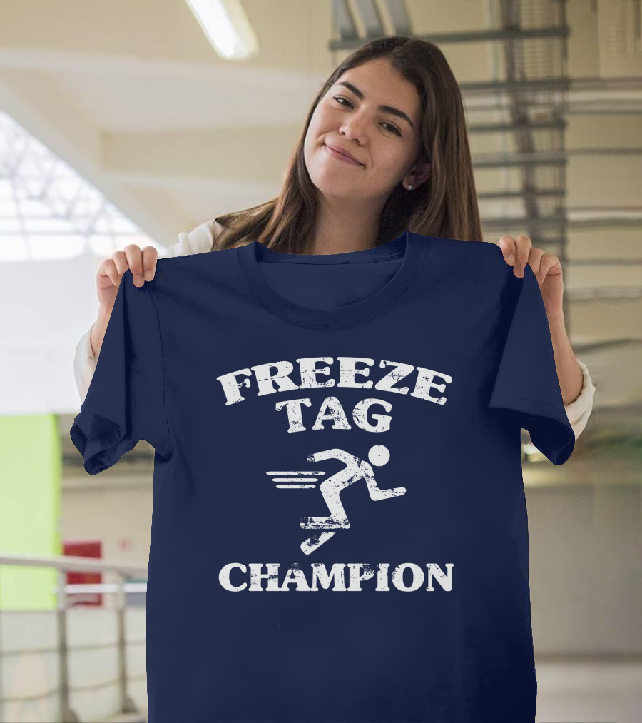 Freeze Tag Champion Retro Style Runner Vintage Text T-Shirt