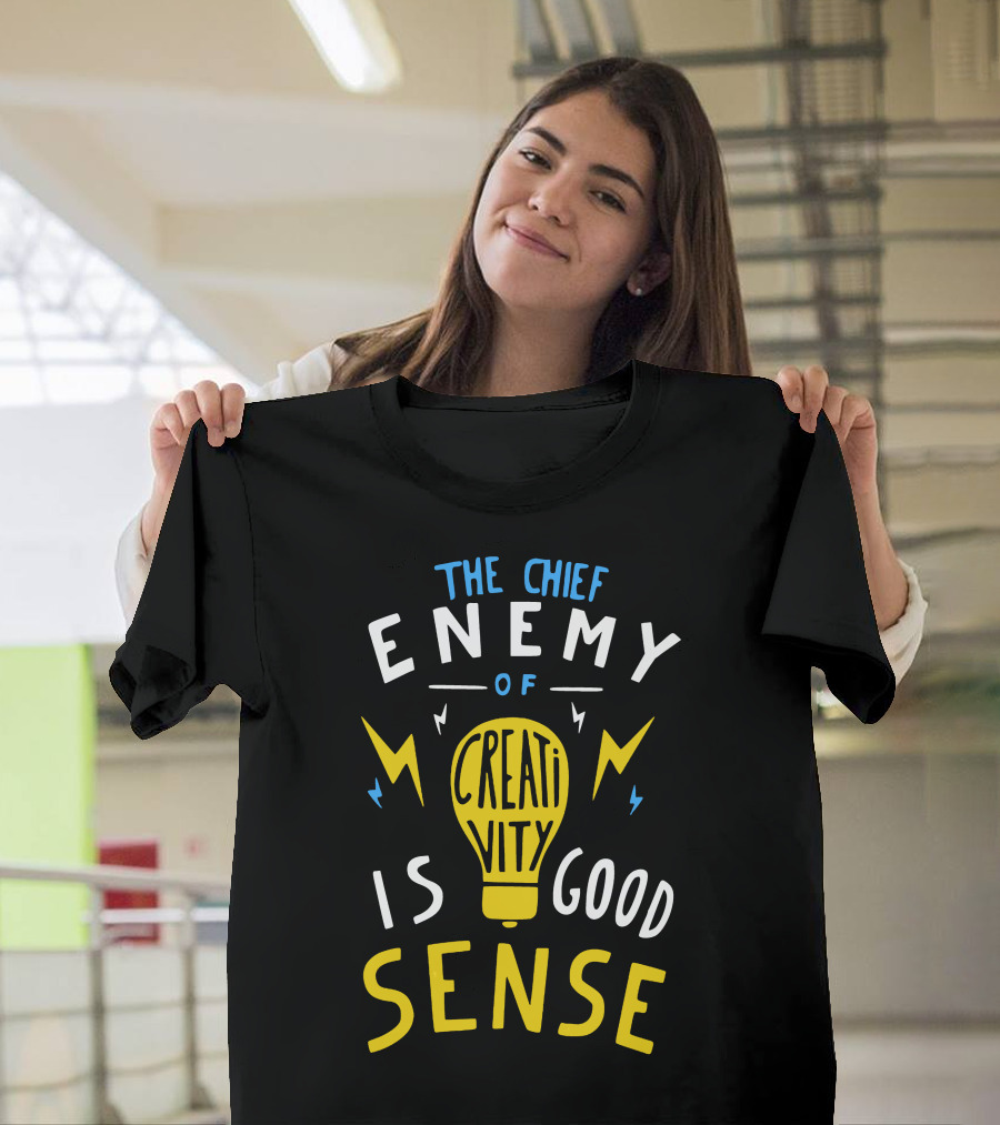 The Chief Enemy of Creativity Is Good Sense Light Bulb Lightning T-Shirt