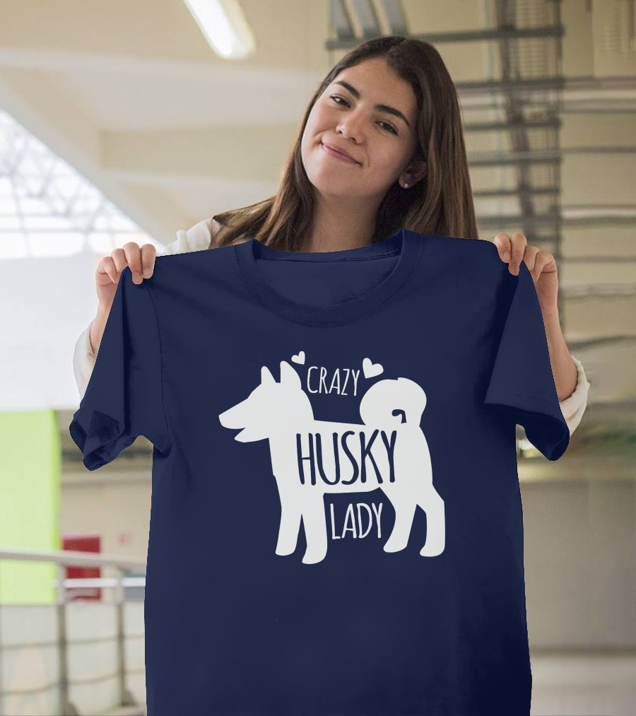 Crazy Husky Lady With Hearts Dog T-Shirt
