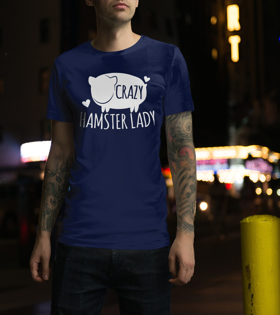 Crazy Hamster Lady With Hearts T-Shirt