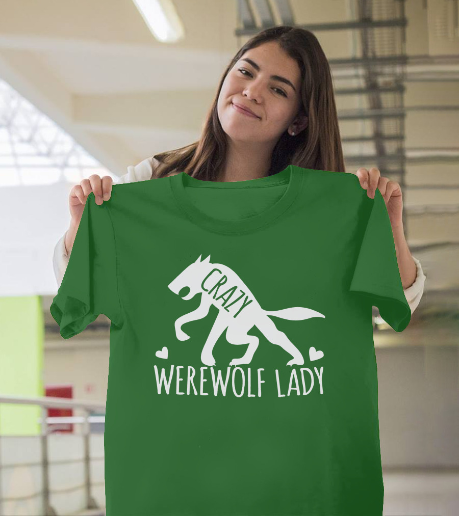 Crazy Werewolf Lady Hearts T-Shirt