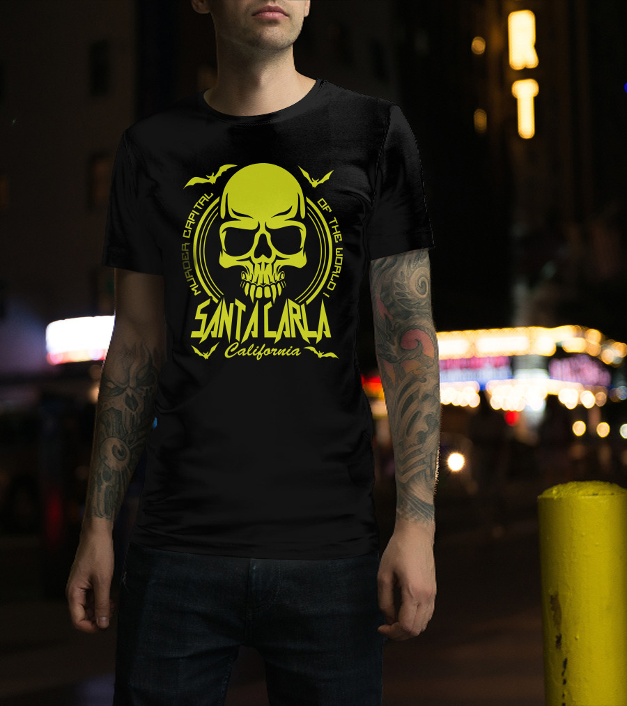 Santa Carla California Murder Capital Of The World Skull Bats T-Shirt