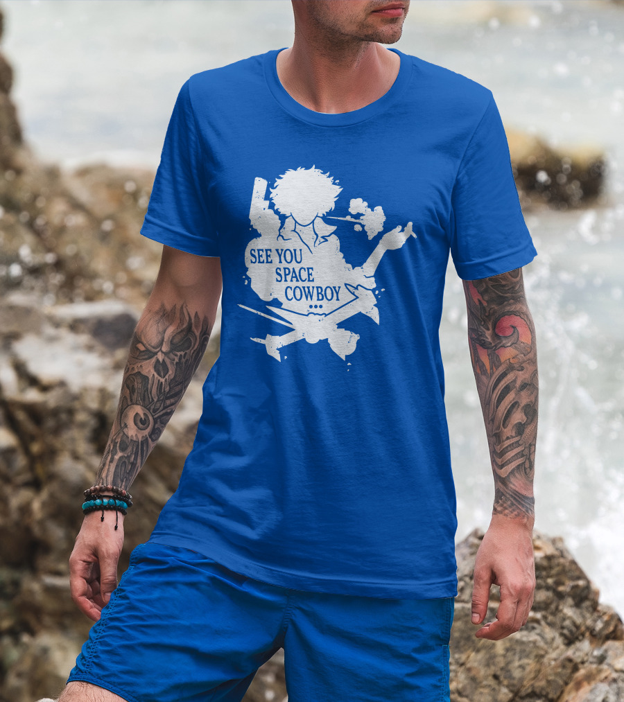 SEE YOU SPACE COWBOY Spike Silhouette Smoking Scene T-Shirt
