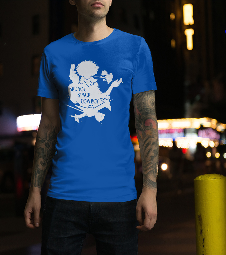 SEE YOU SPACE COWBOY Spike Silhouette Smoking Scene T-Shirt