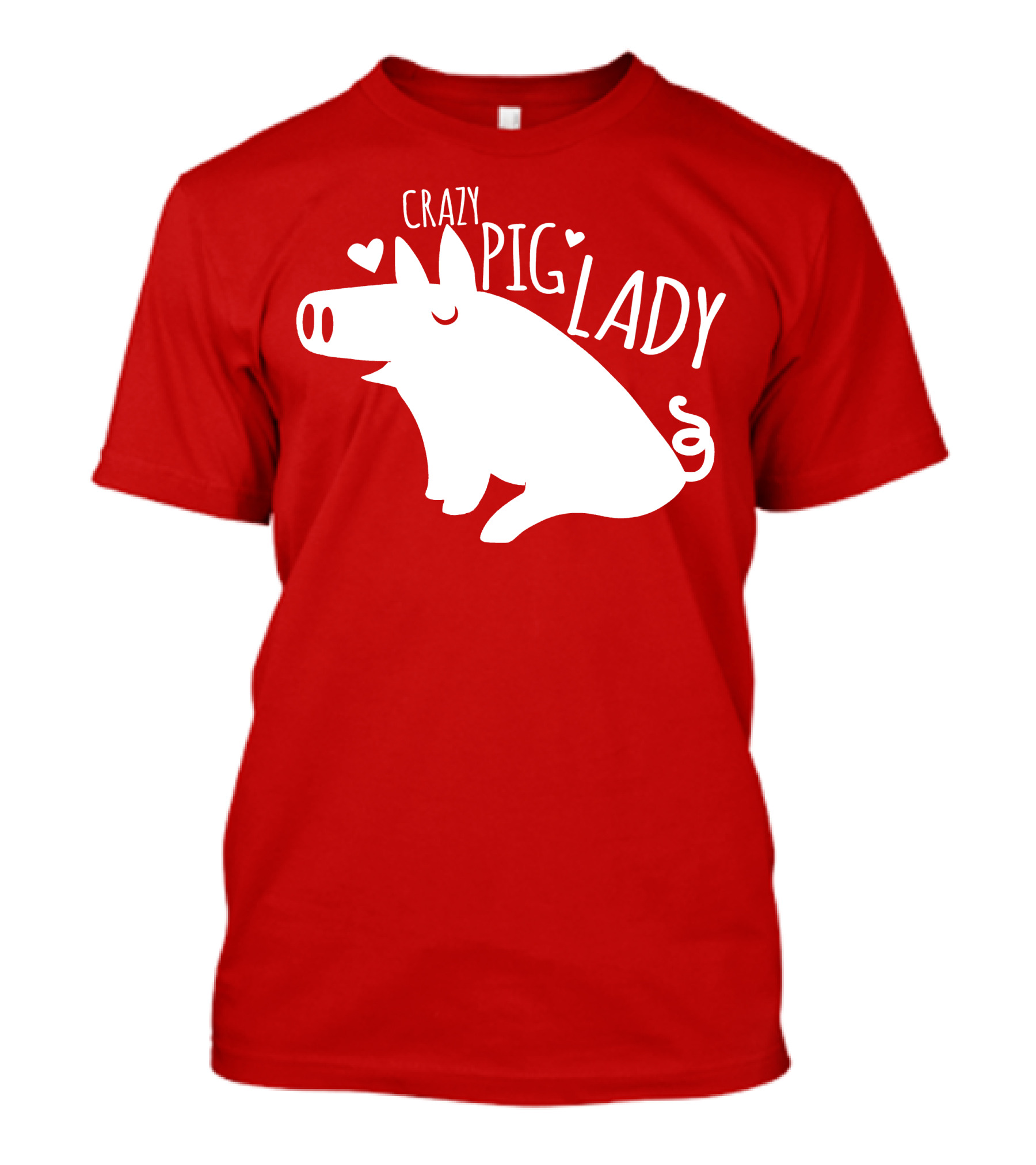 CRAZY PIG LADY Cute Hearts T-Shirt