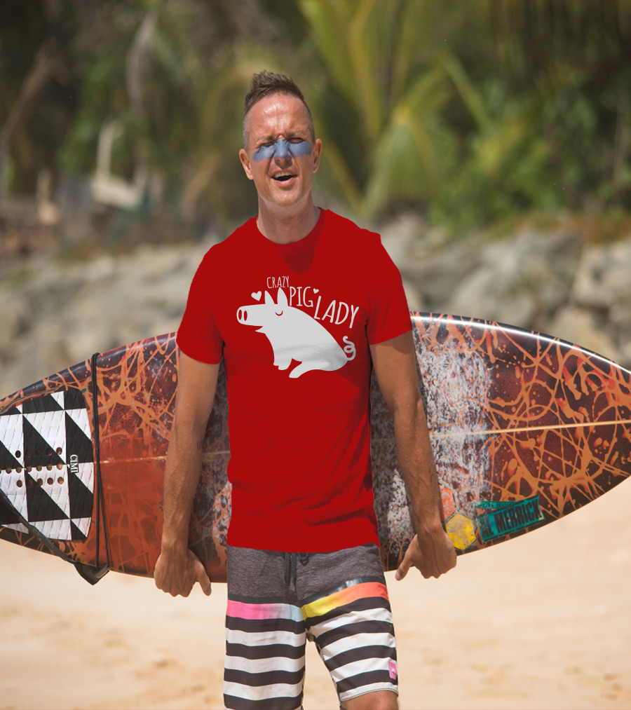 CRAZY PIG LADY Cute Hearts T-Shirt