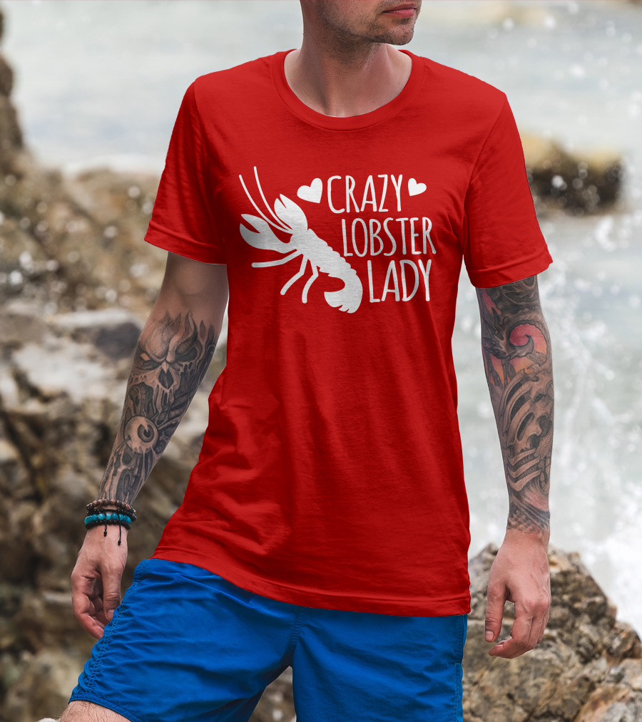 Crazy Lobster Lady With Hearts T-Shirt