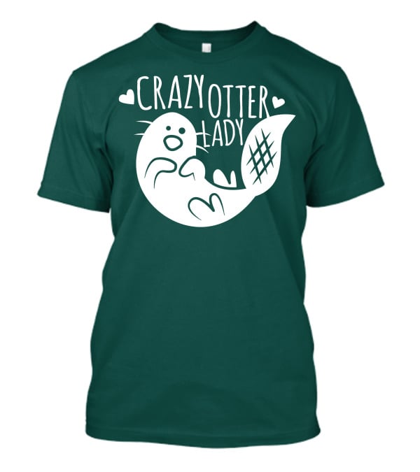 Crazy Otter Lady With Heart Accents T-Shirt