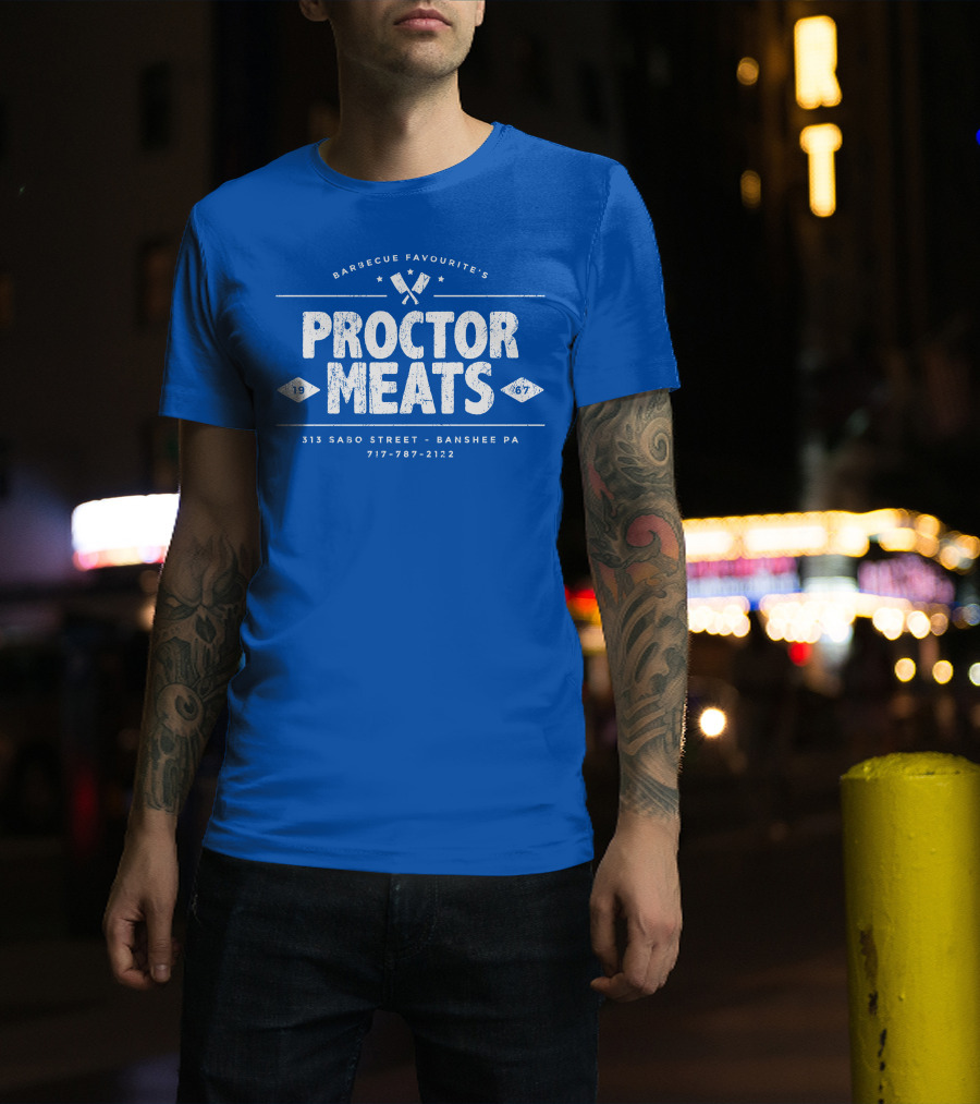 BARBECUE FAVOURITE'S PROCTOR MEATS 313 SABO STREET BANSHEE PA 717-787-2122 1967 WORN LOOK T-Shirt