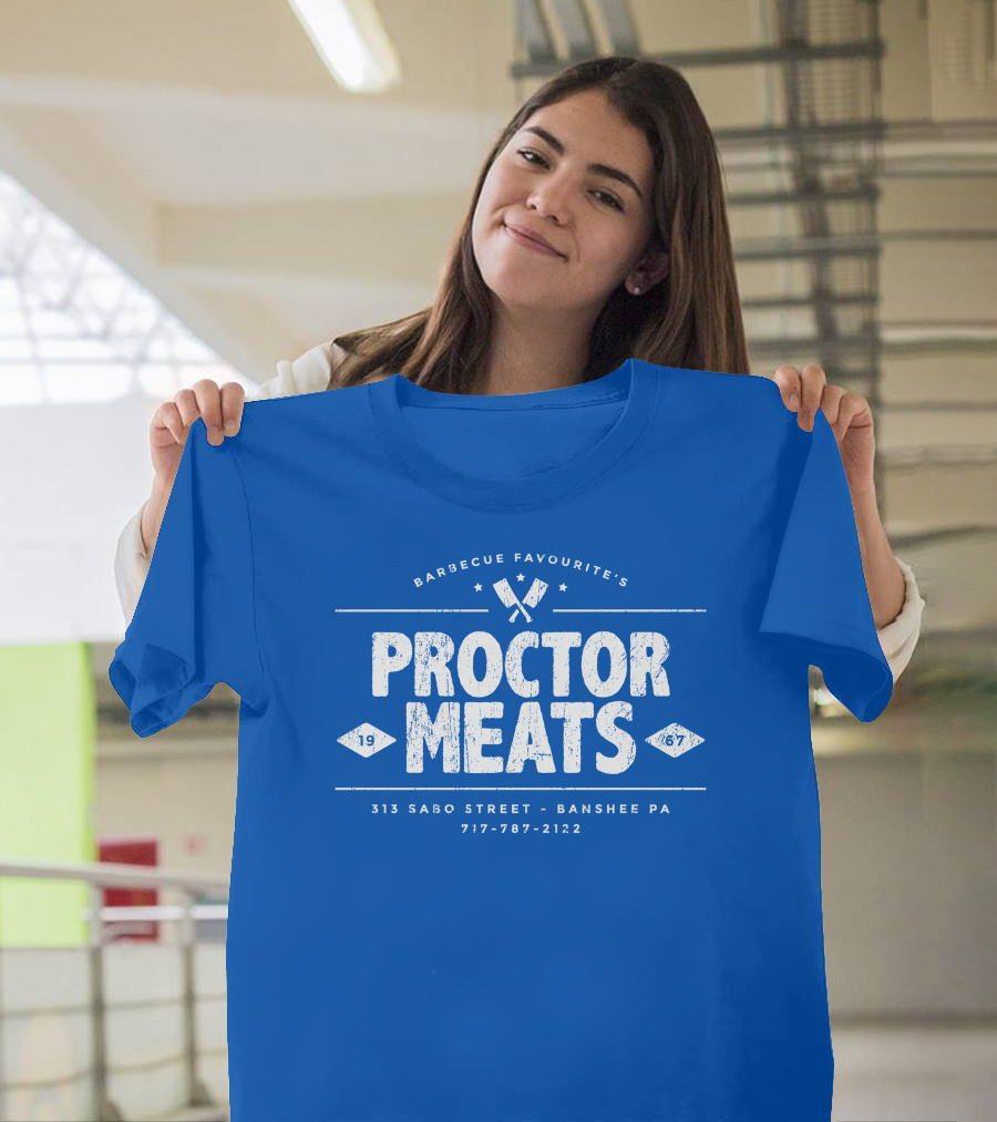 BARBECUE FAVOURITE'S PROCTOR MEATS 313 SABO STREET BANSHEE PA 717-787-2122 1967 WORN LOOK T-Shirt
