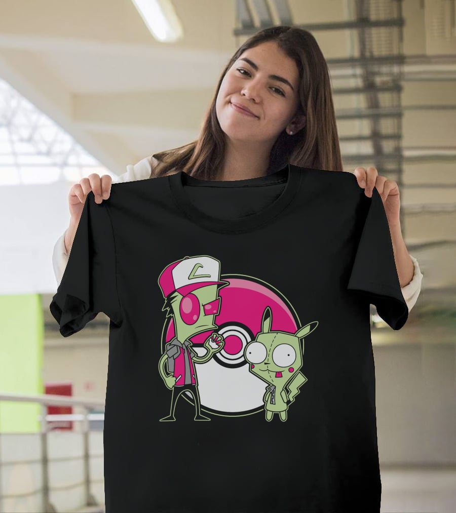 Invader Zim Gir Pikachu Pokemon Trainer Mashup T-Shirt