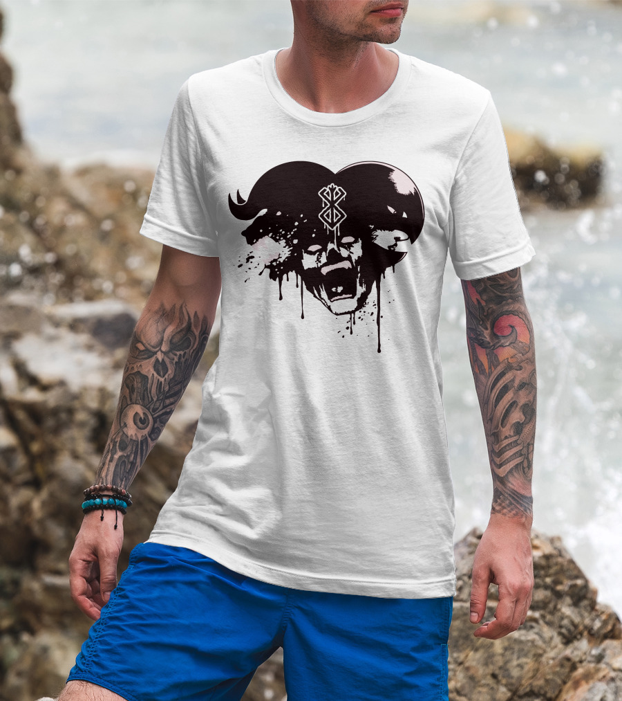HELL DEMON Scream Symbol Dripping Horns T-Shirt