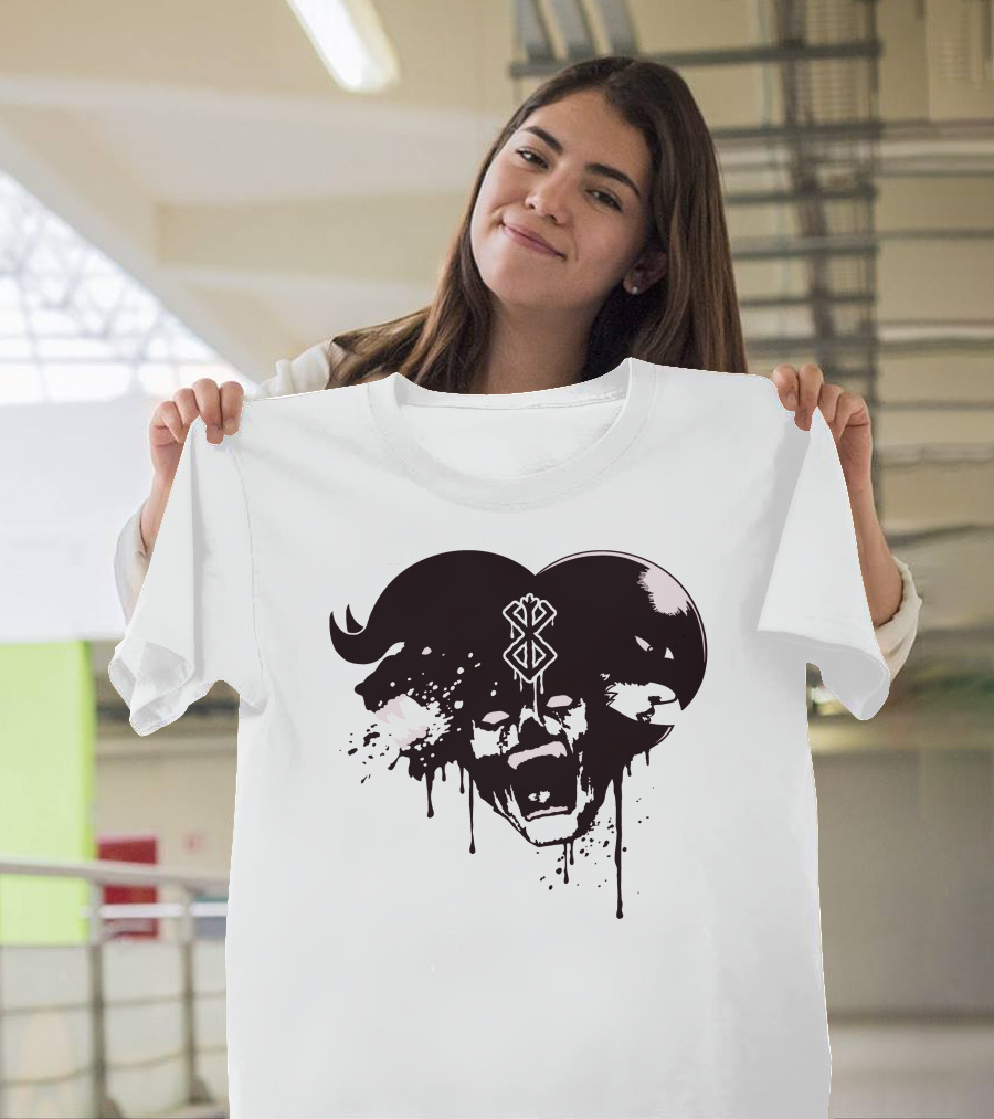 HELL DEMON Scream Symbol Dripping Horns T-Shirt