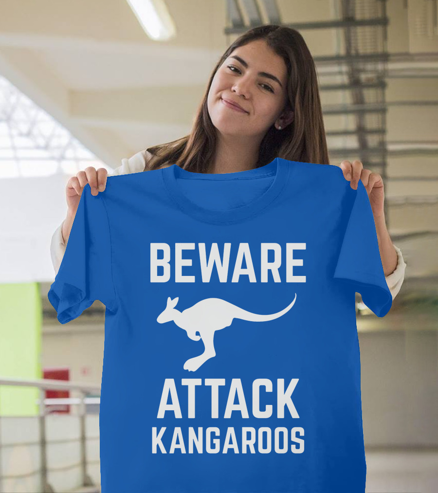 Beware Attack Kangaroos Warning Sign T-Shirt