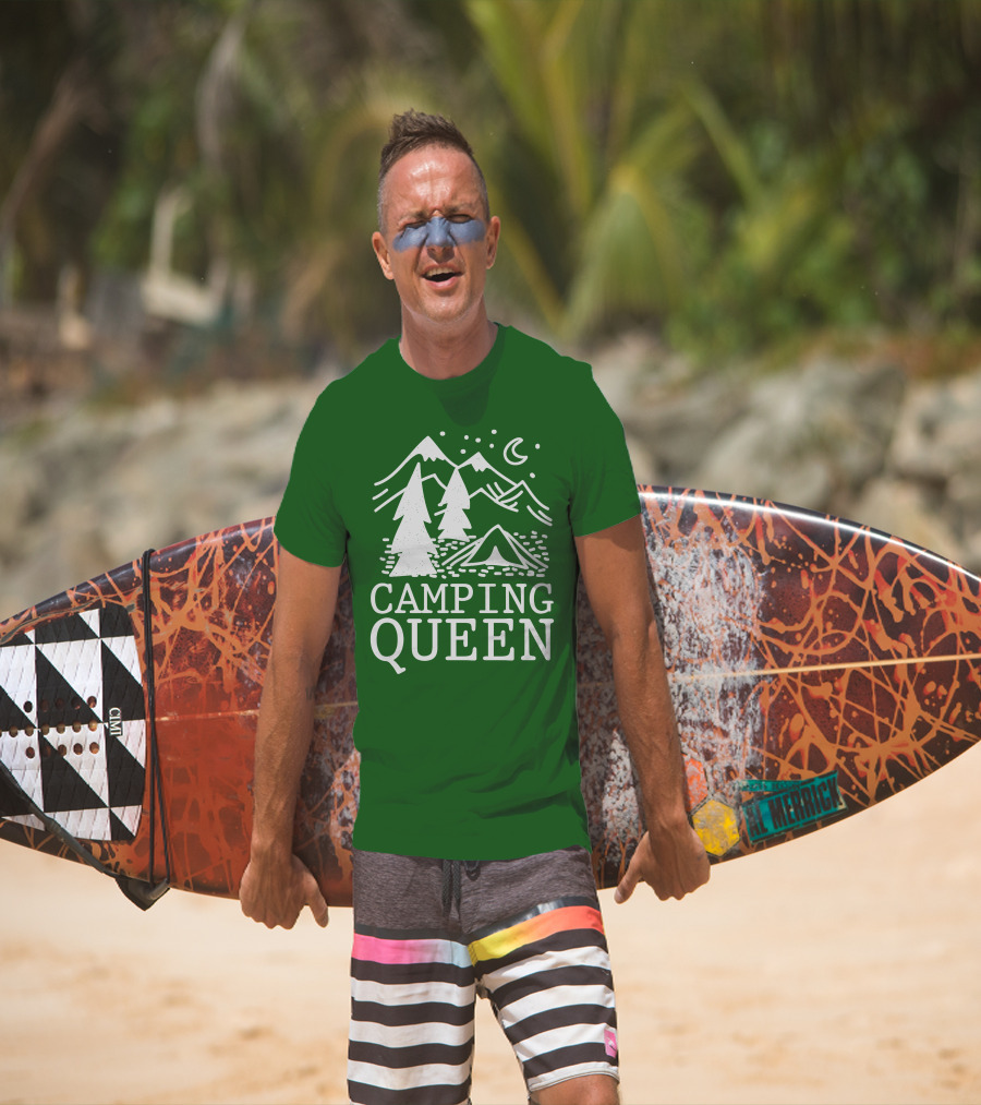 Camping Queen Mountain Tent Moon Forest Adventure T-Shirt