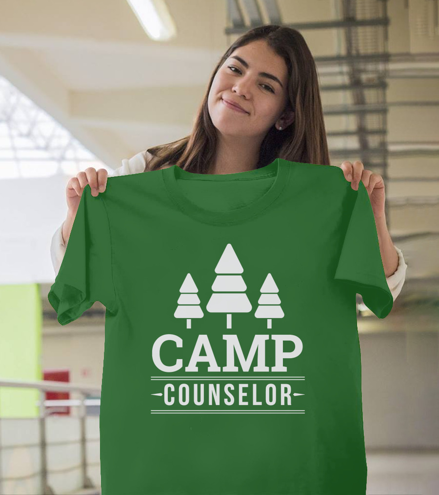 CAMP COUNSELOR Tree Icon Green Background T-Shirt