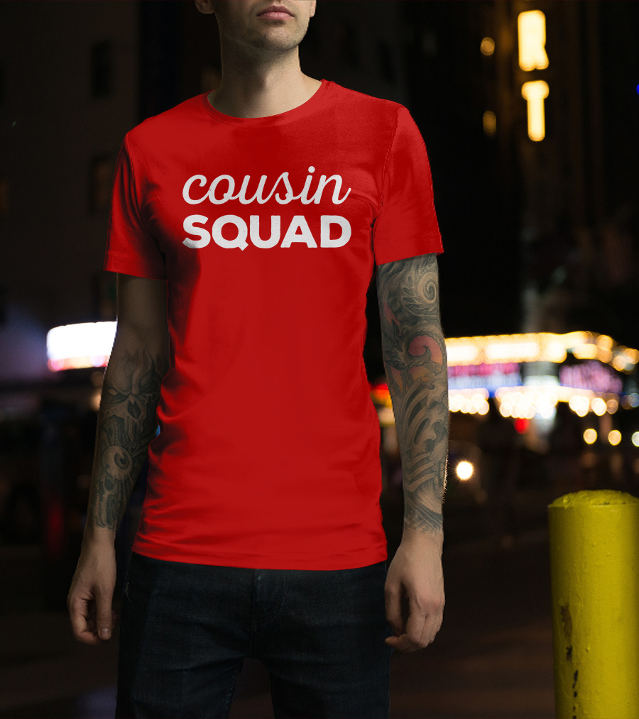 Cousin Squad Red Bold Text Family Team Bonding T-Shirt