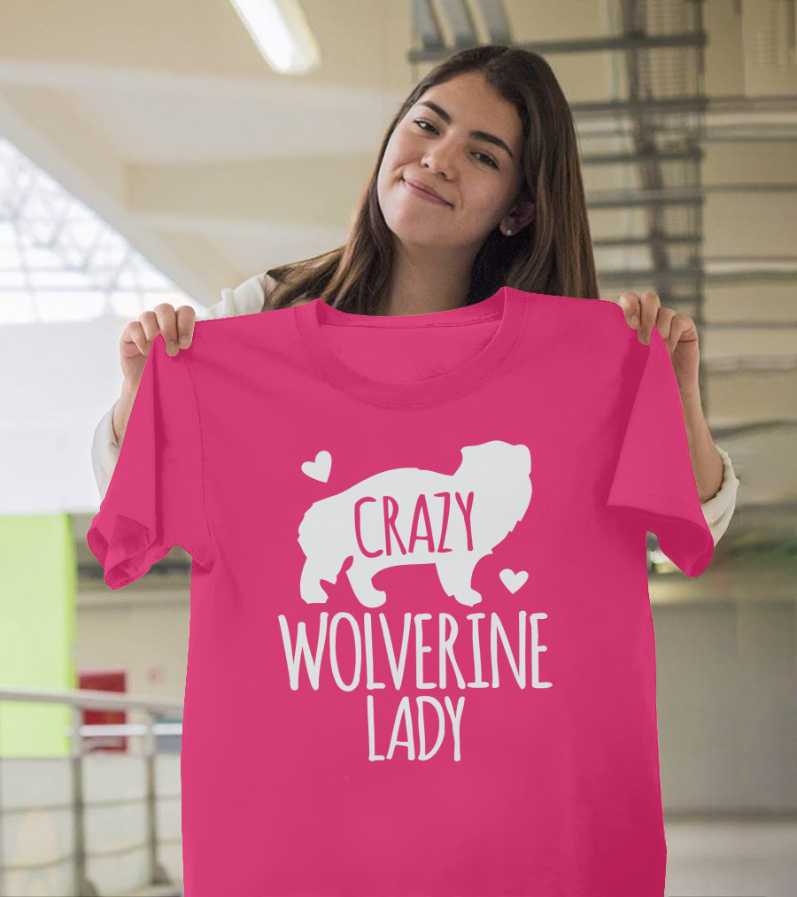 Crazy Wolverine Lady Silhouette with Hearts T-Shirt