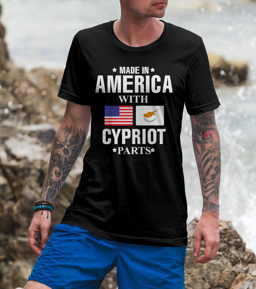Made In America With Cypriot Parts USA Cyprus Flags T-Shirt