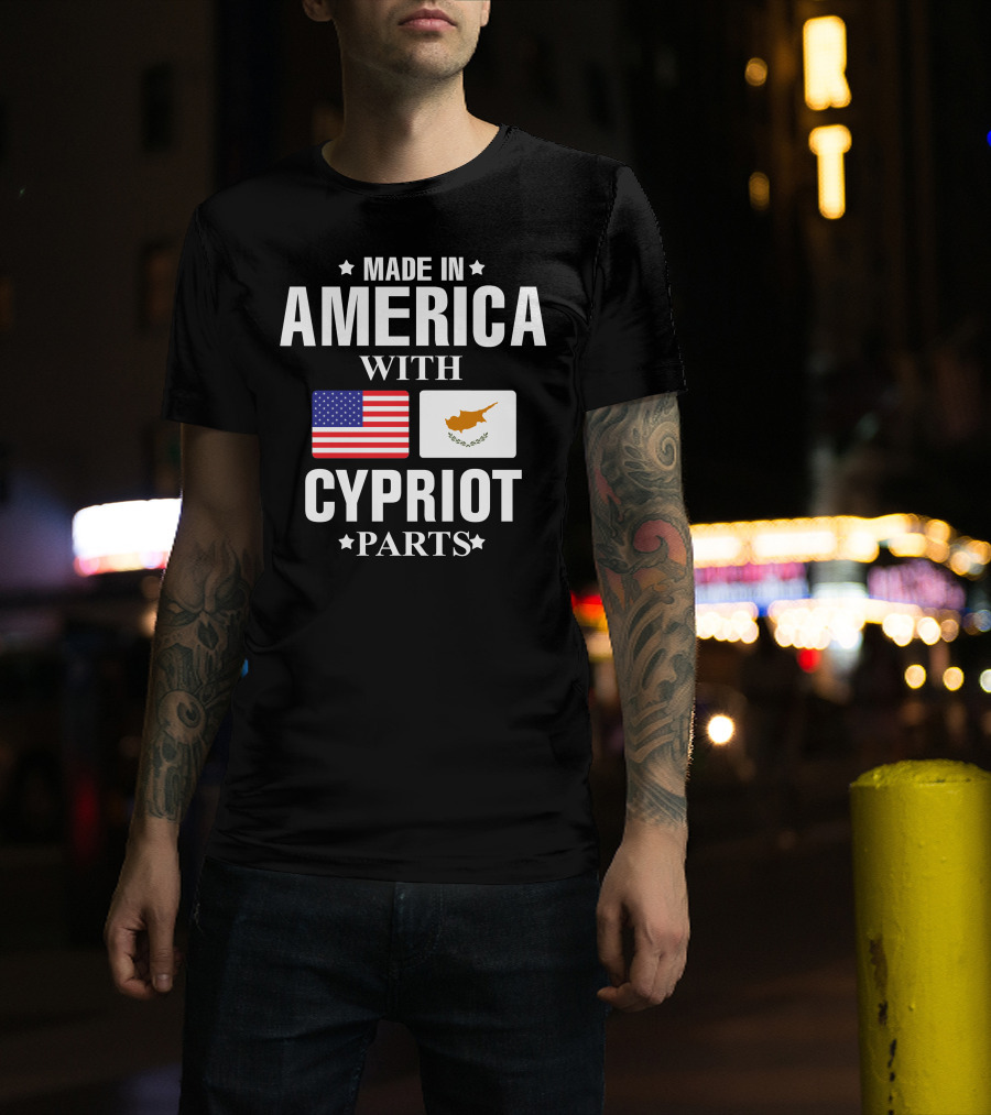 Made In America With Cypriot Parts USA Cyprus Flags T-Shirt