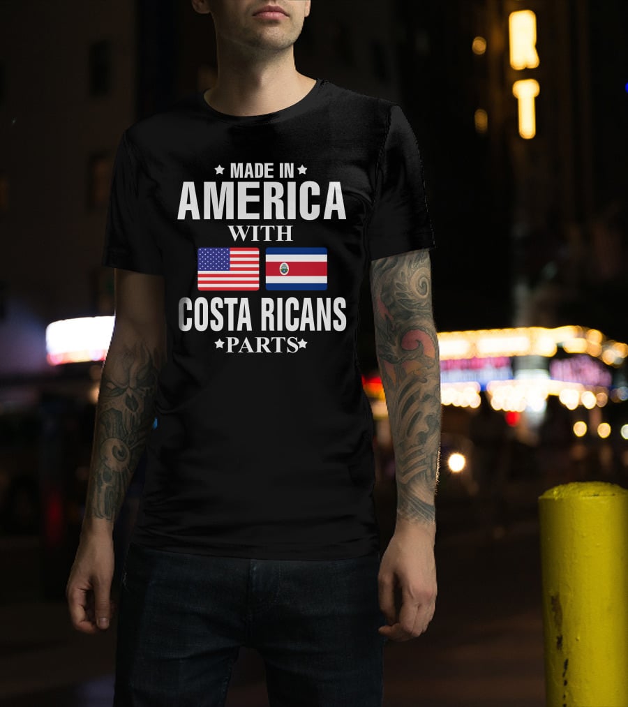 Made In America With Costa Ricans Parts Flags T-Shirt