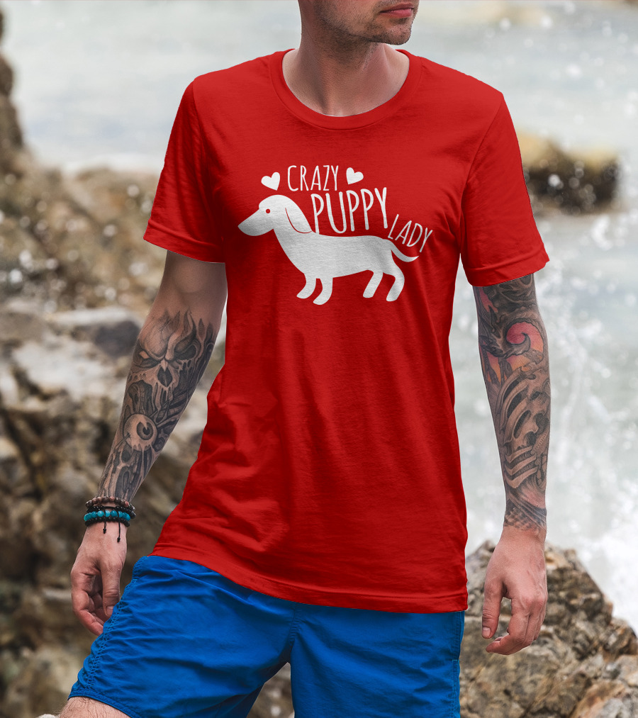 CRAZY PUPPY LADY Dachshund Heart T-Shirt