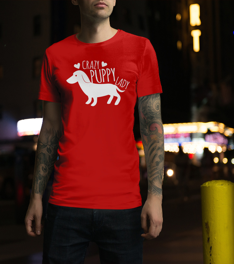 CRAZY PUPPY LADY Dachshund Heart T-Shirt