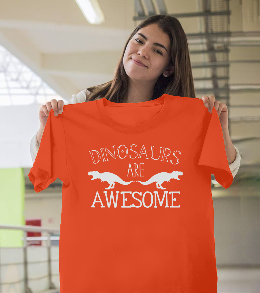 Dinosaurs Are Awesome T-Rex White Text T-Shirt