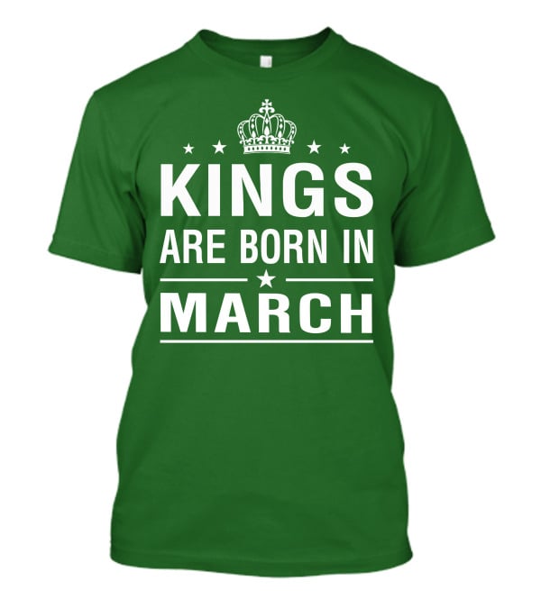 Kings Are Born In March Crown Icons T-Shirt