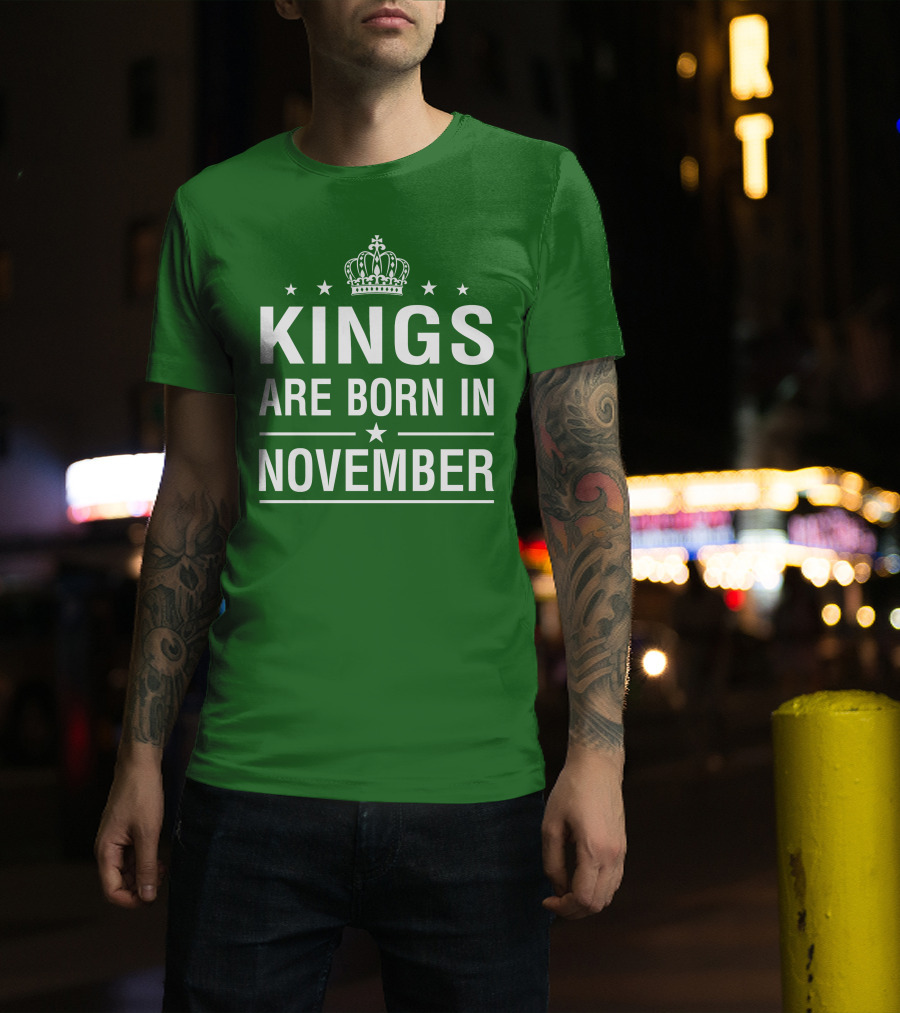 Kings Are Born In November Crown Stars T-Shirt