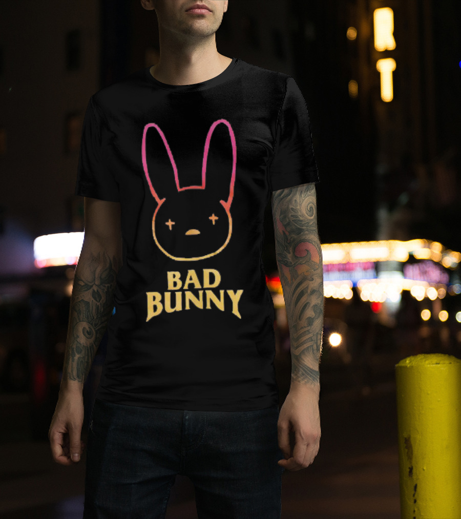 Bad Bunny Faded Gradient Bunny Face T-Shirt