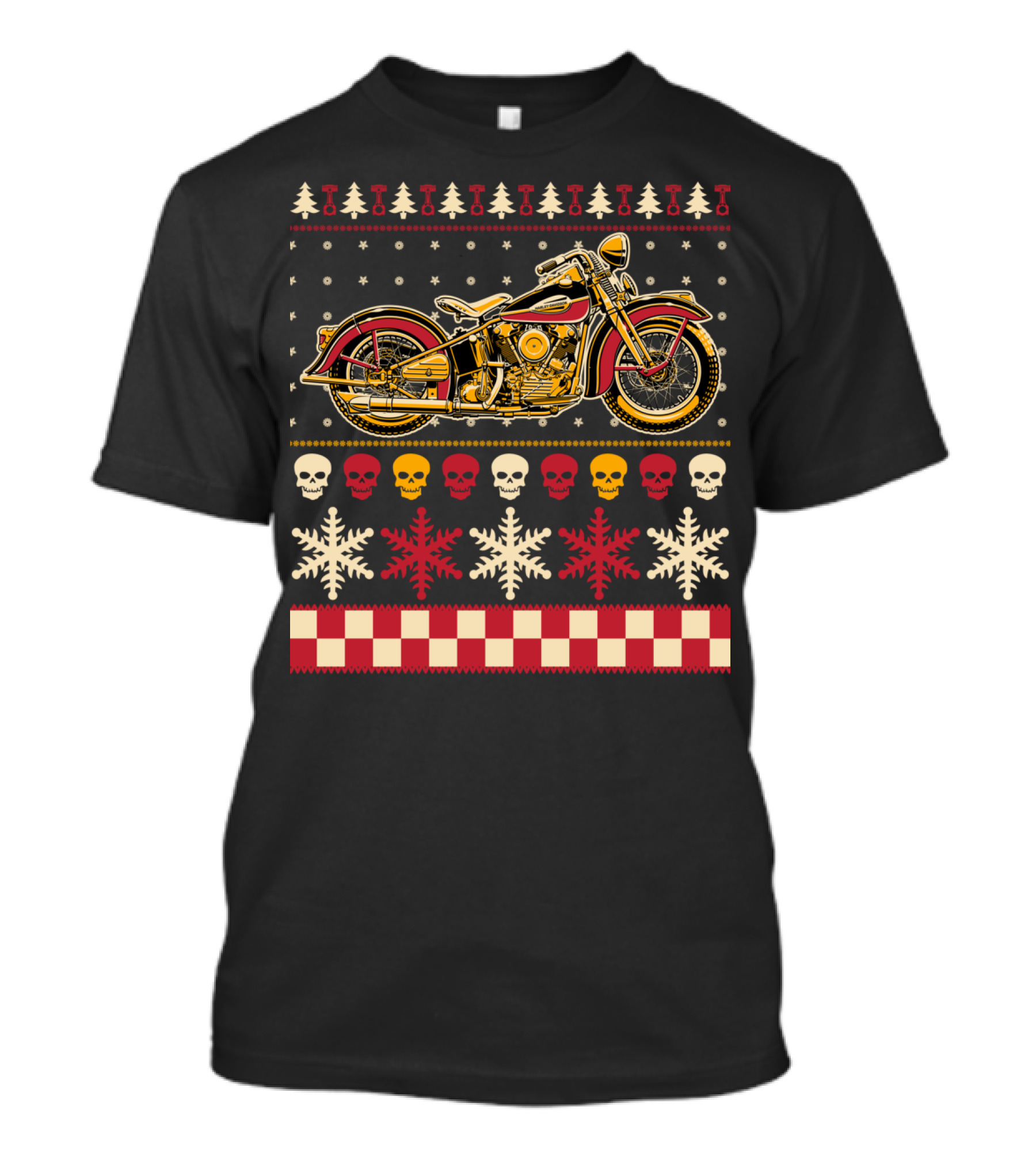Biker Motorcycle Rider Christmas Skull Snowflake T-Shirt