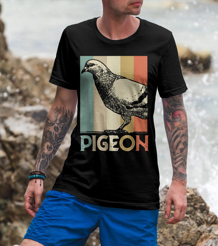 Pigeon Breeder Racing Retro Bird Stripes T-Shirt
