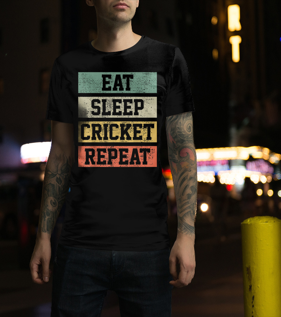 Eat Sleep Cricket Repeat Vintage Player Coach T-Shirt