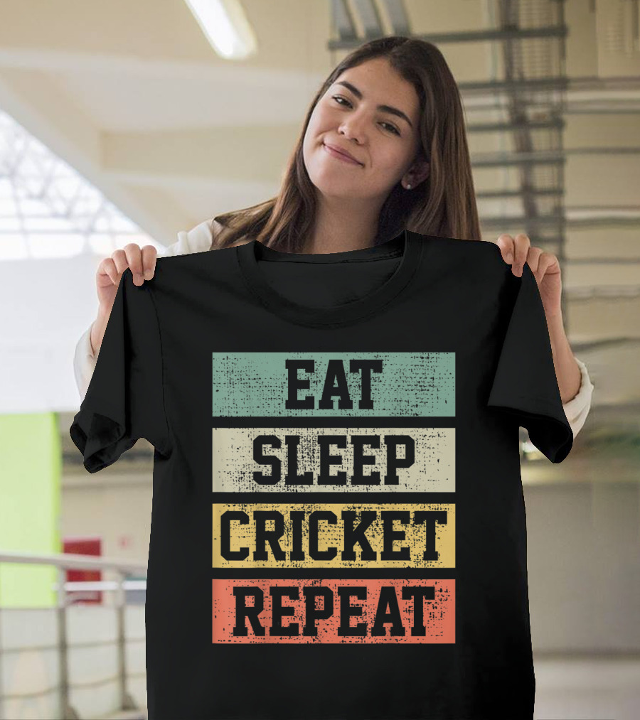 Eat Sleep Cricket Repeat Vintage Player Coach T-Shirt