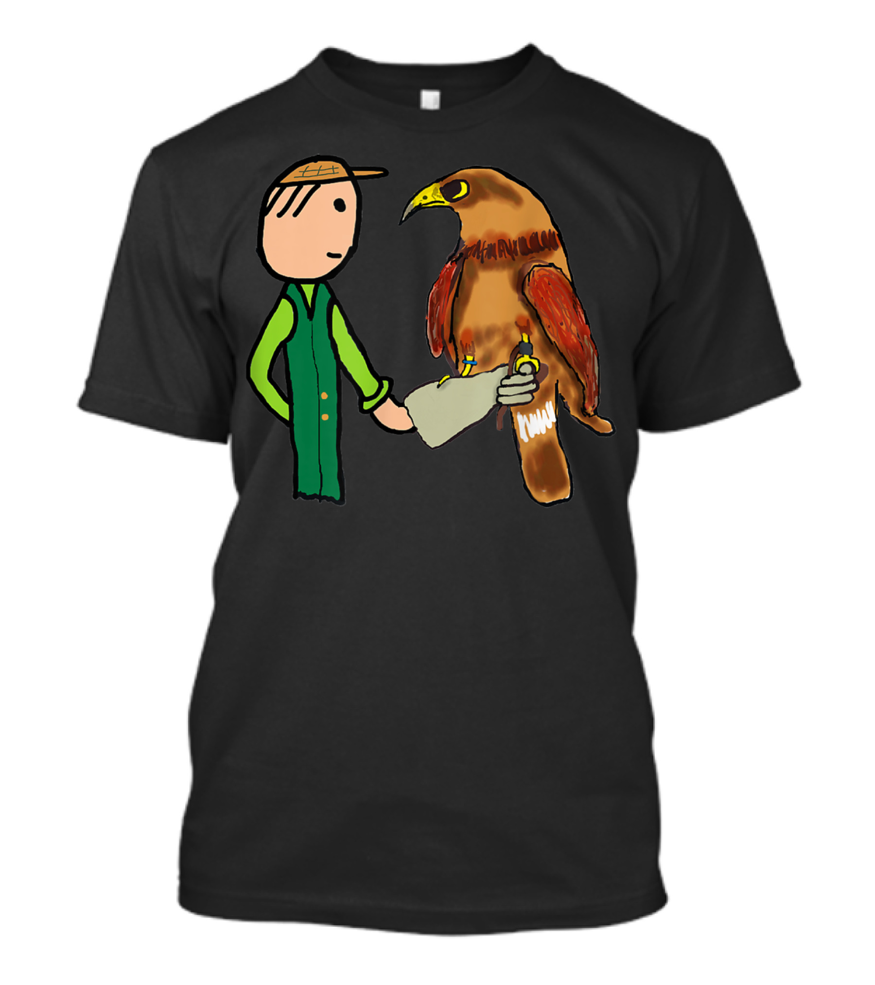 Falconry Handler With Illustrated Bird Of Prey T-Shirt