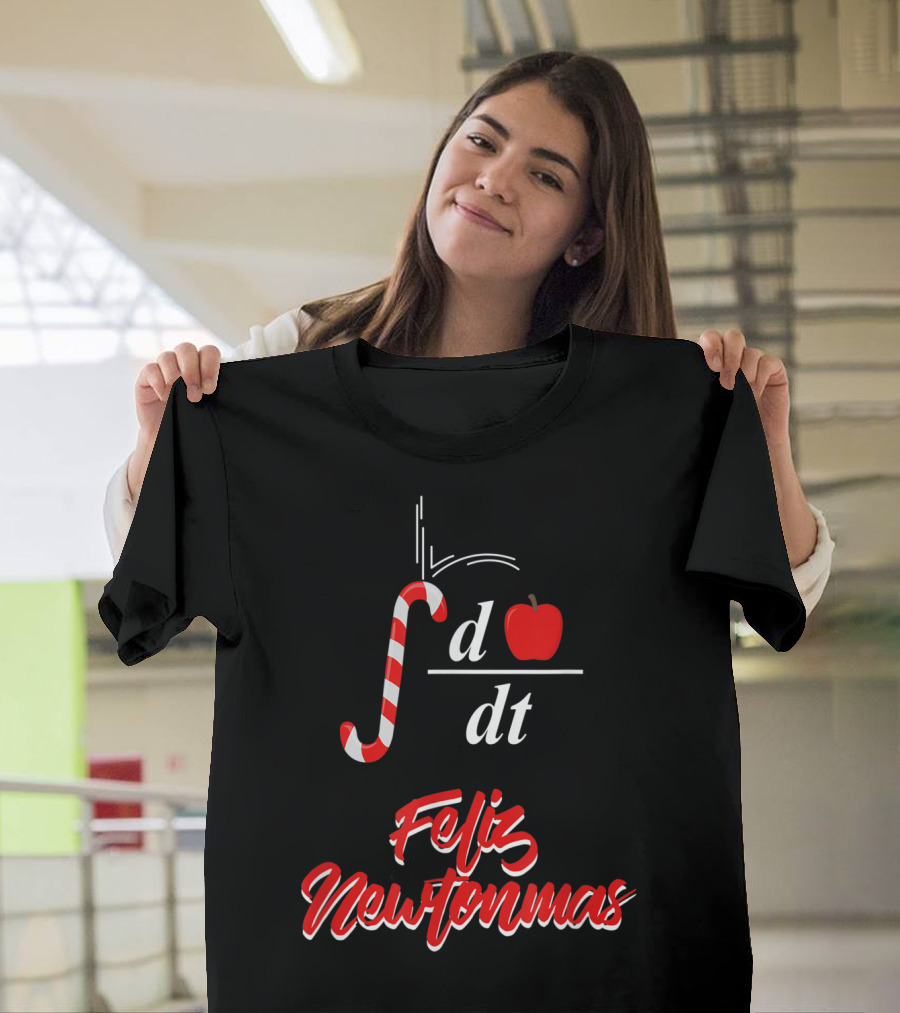 Feliz Newtonmas Integral Ddt Apple Candy Cane T-Shirt