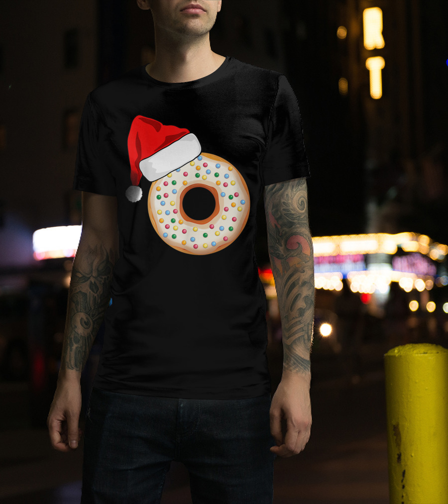 Funny Donut Santa Hat With Sprinkles T-Shirt