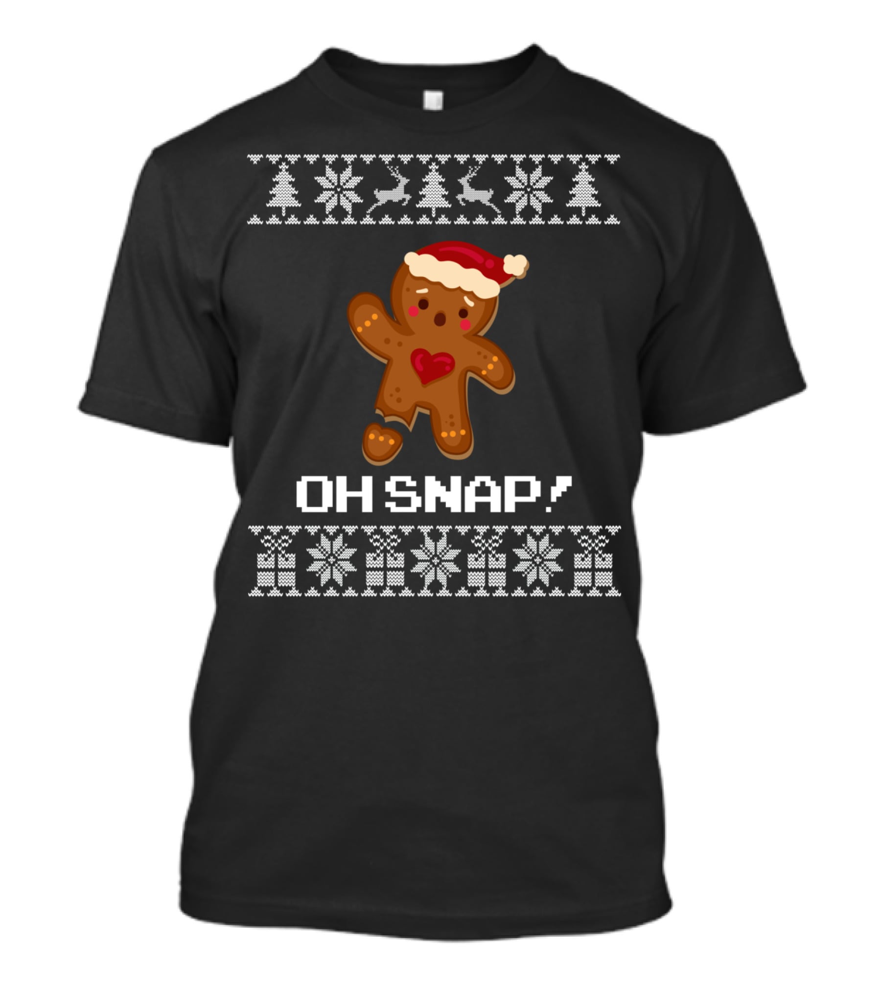 Oh Snap Gingerbread Christmas Santa Hat Ugly T-Shirt
