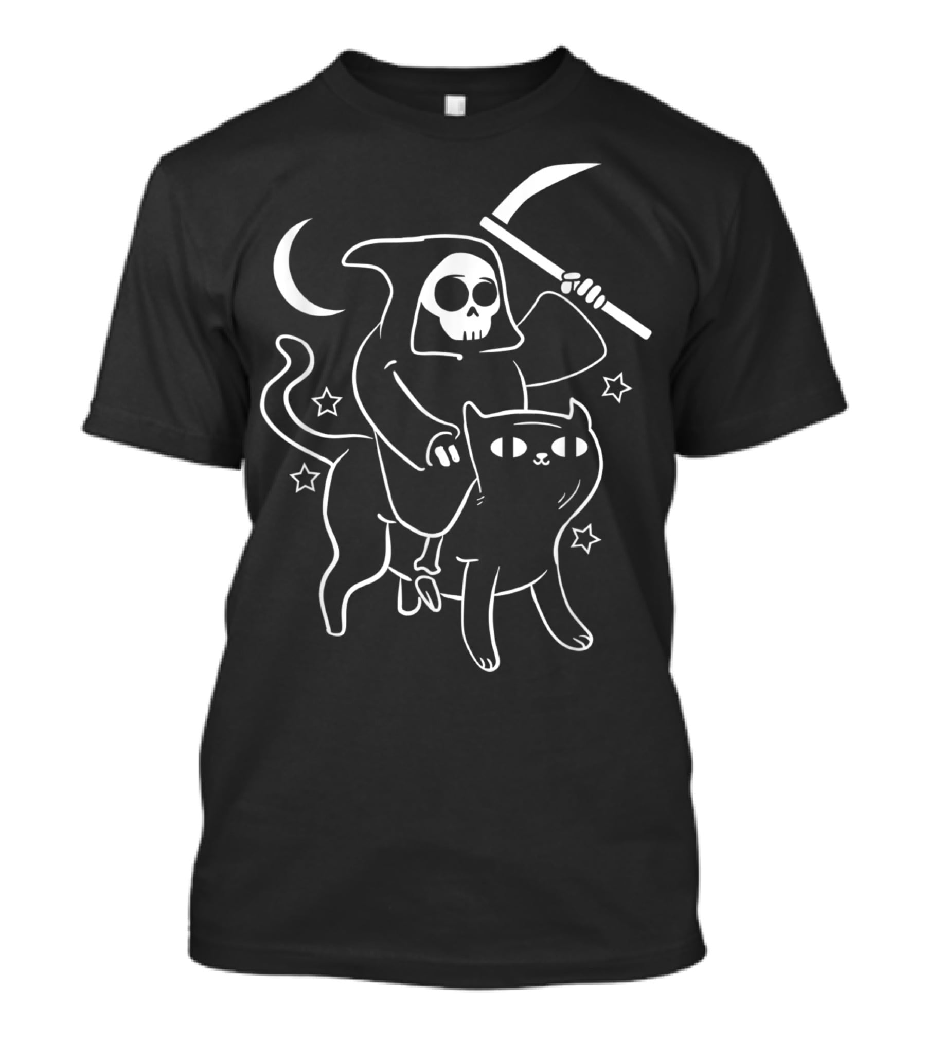 Grim Reaper Ride Satan Cat Demonic Evil Devil Moon Stars T-Shirt