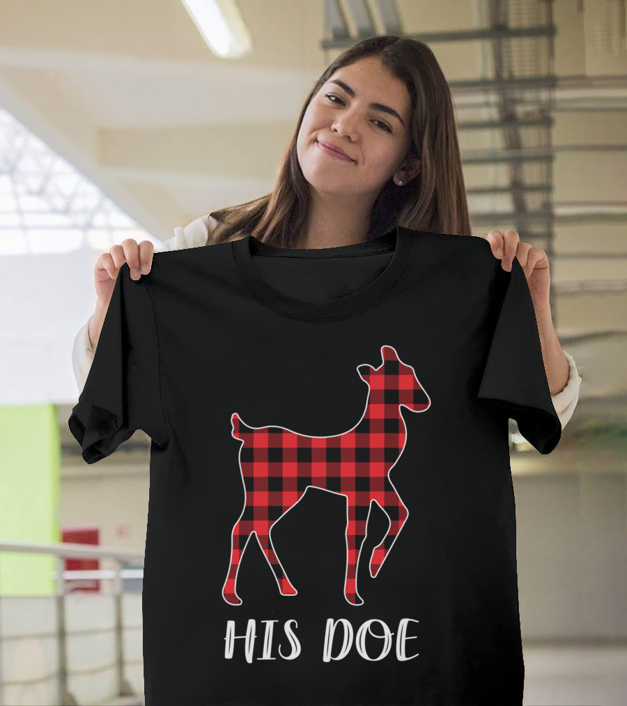 His Doe Red Buffalo Plaid Deer T-Shirt