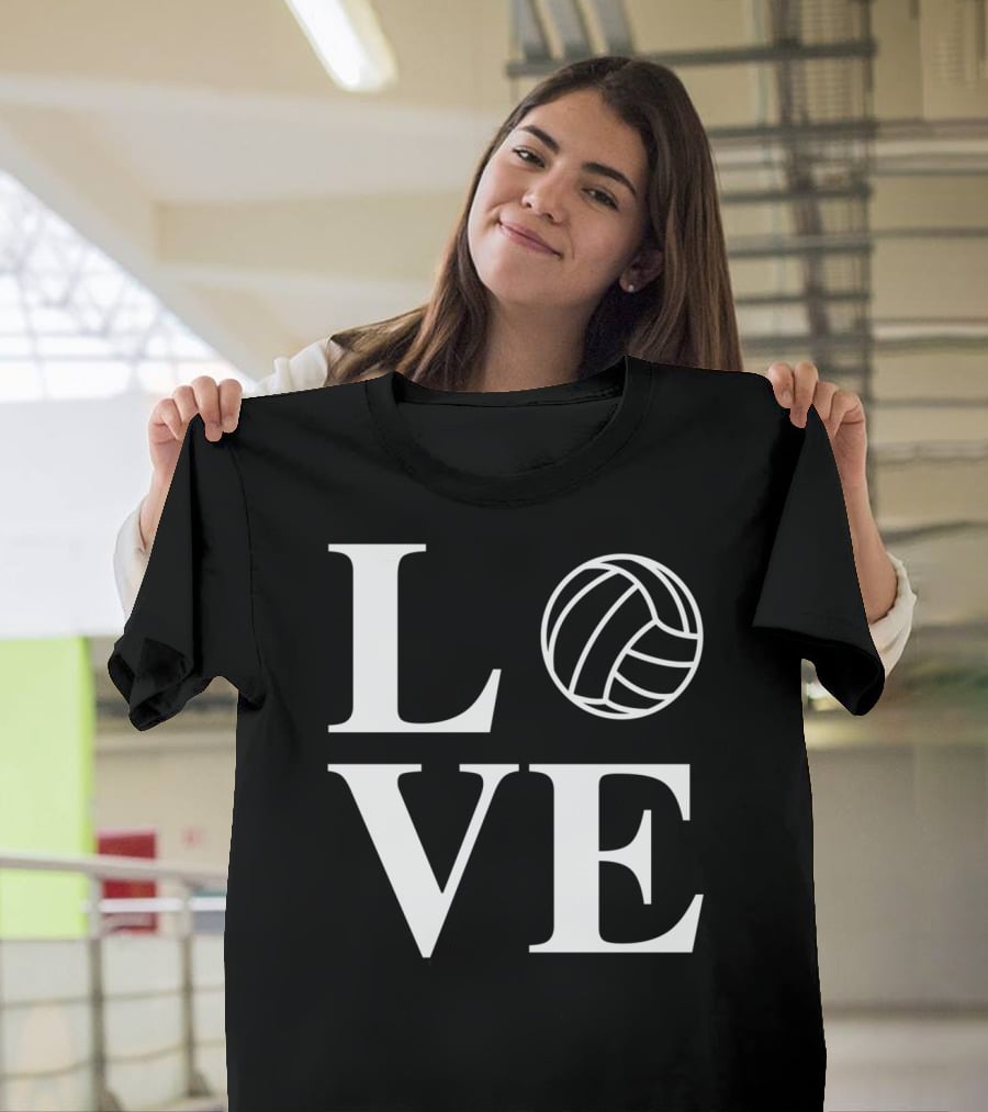 Love Volleyball Ball Symbol Typography T-Shirt