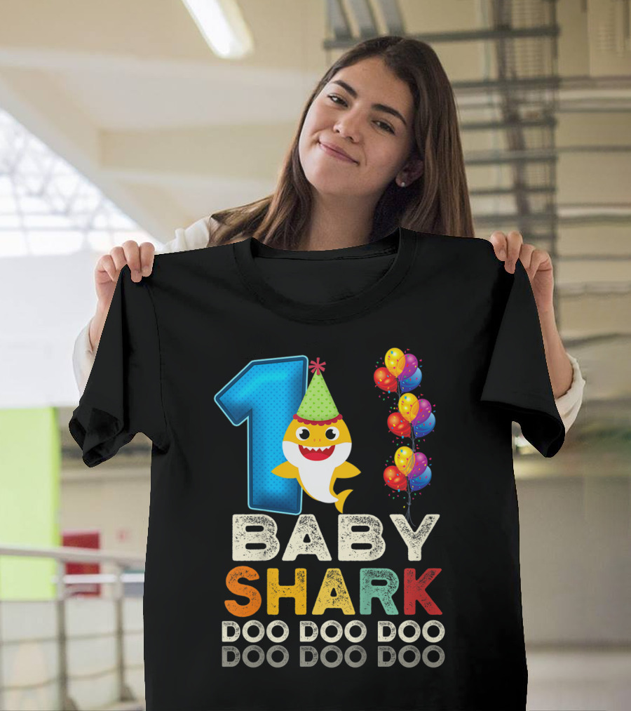 1 Baby Shark Doo Doo Doo Kids 1st Birthday Son Daughter T-Shirt