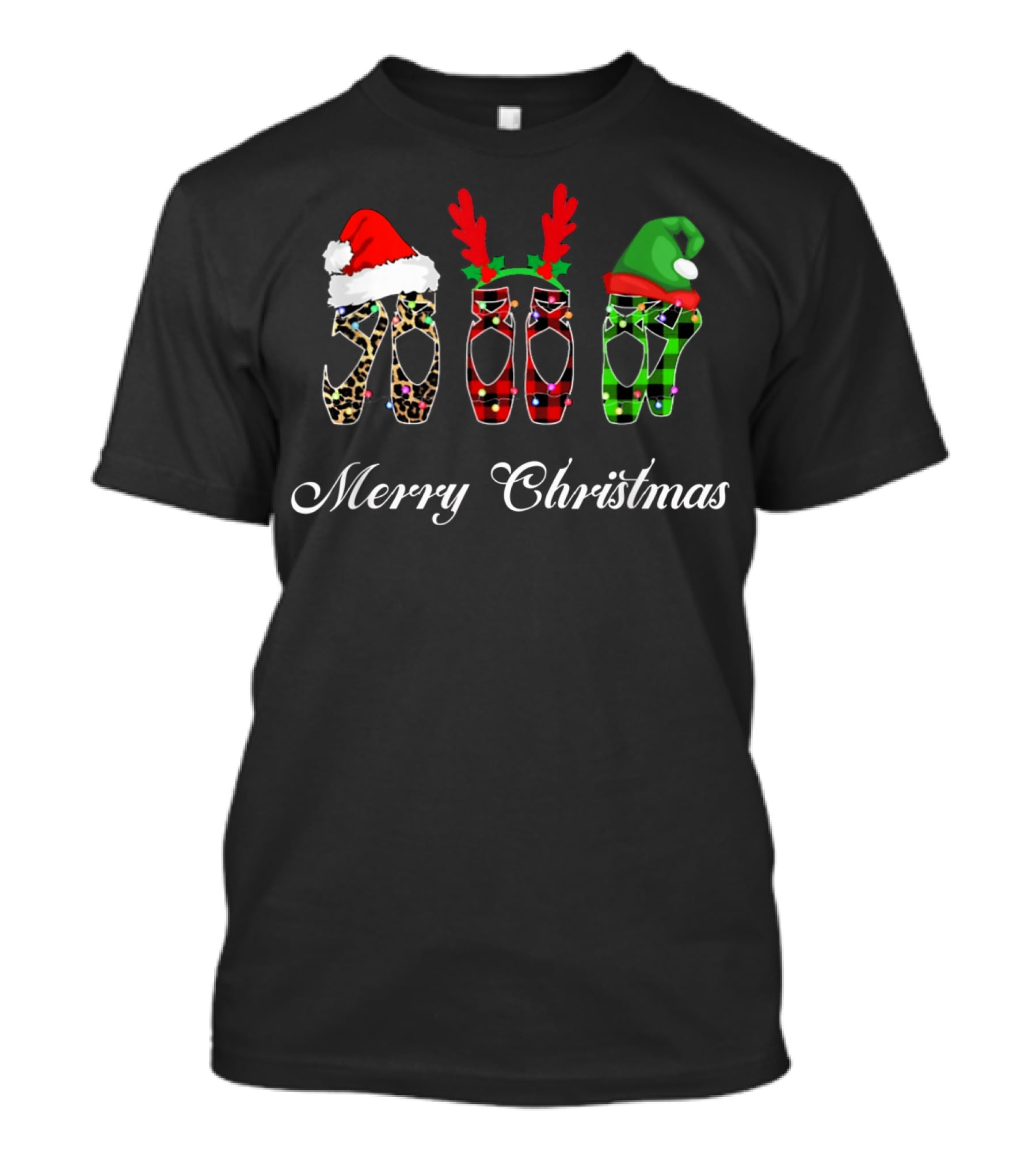 Merry Christmas Ballet With Holiday Shoes And Accessories T-Shirt