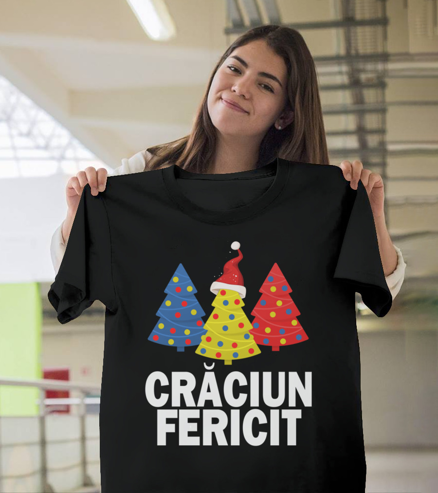 Crăciun Fericit Merry Christmas Romanian Trees Romania Lovers T-Shirt