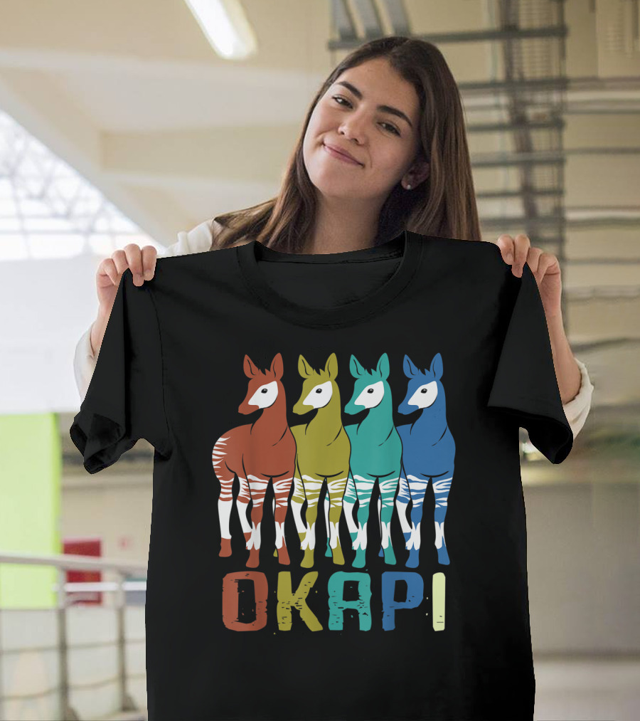 Okapi Family Colorful Okapi Flock T-Shirt