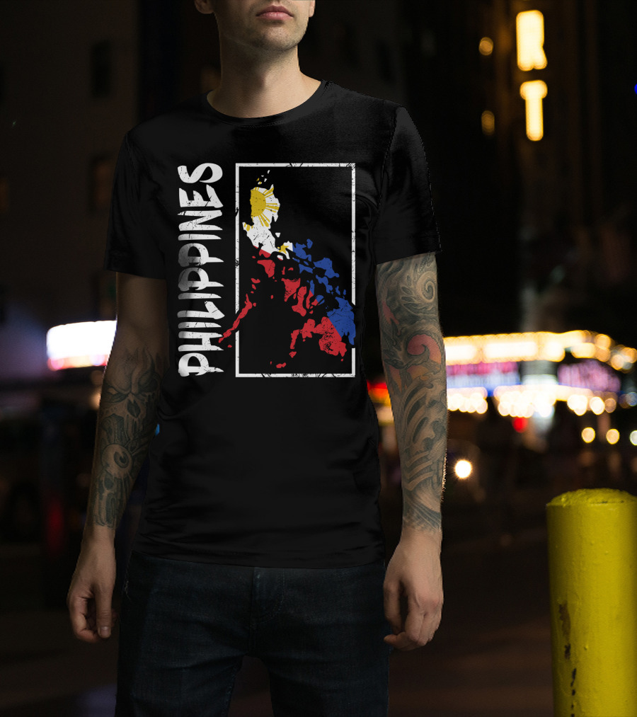 Philippines Flag Map And Filipino Pride T-Shirt