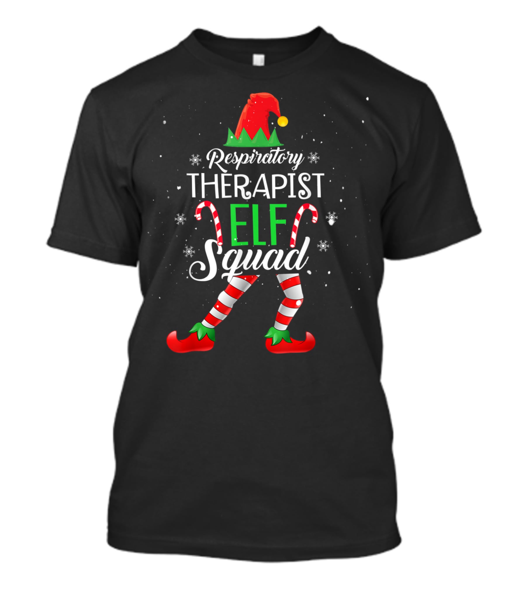 Respiratory Therapist Elf Squad Christmas Candy Cane T-Shirt